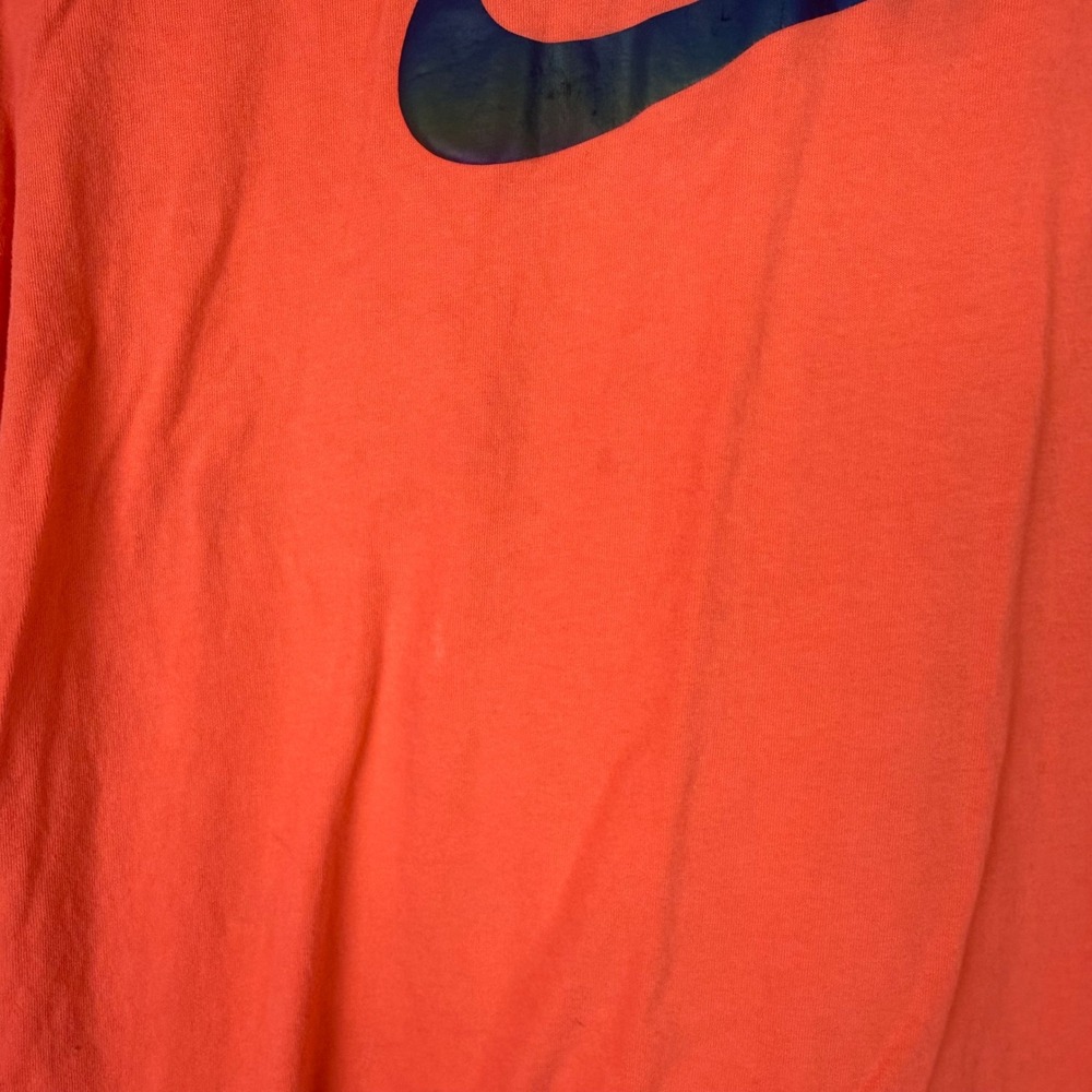 Nike T-Shirt Mens Large Orange Graphic Swoosh Logo Short Sleeve Cotton Tee FLAW - Picture 3 of 6